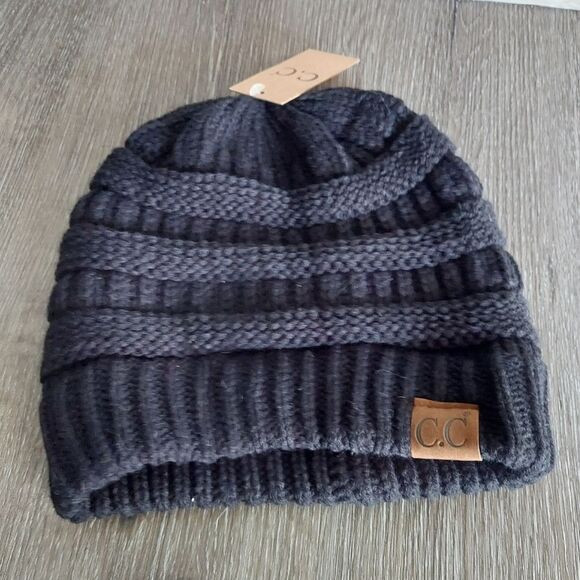 C.C Black Knit Beanie One Size - Picture 4 of 4